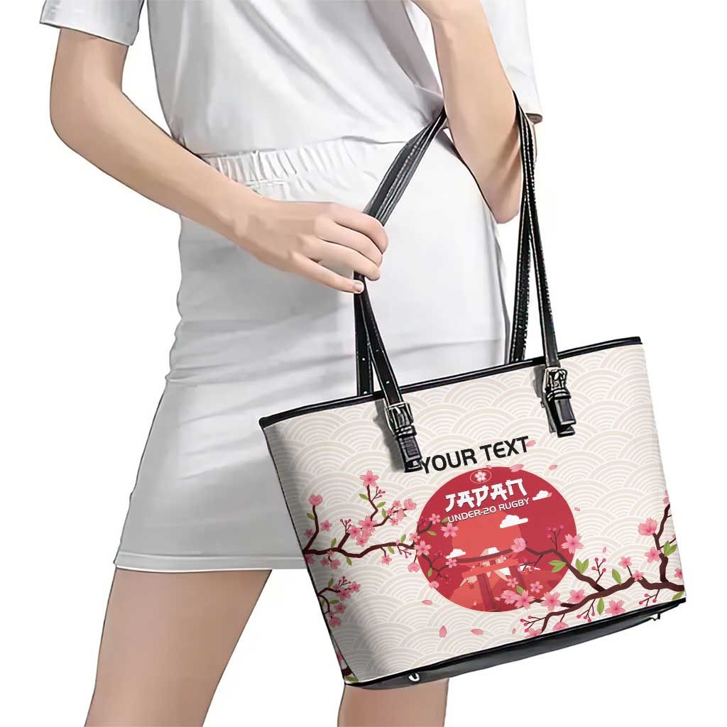 Custom Japan Rugby Leather Tote Bag 2024 Go Champions Cherry Blossoms LT14
