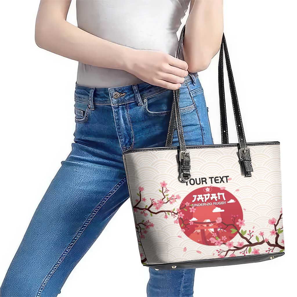 Custom Japan Rugby Leather Tote Bag 2024 Go Champions Cherry Blossoms LT14