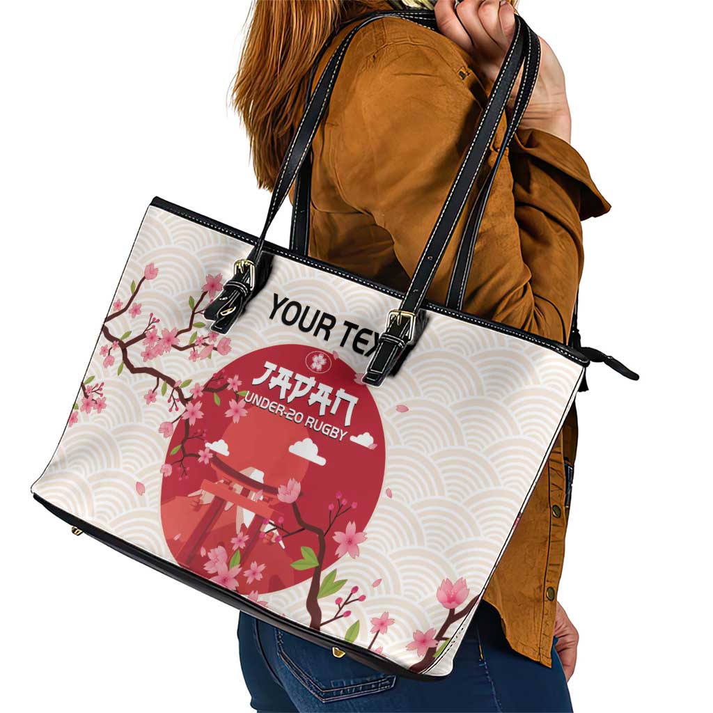 Custom Japan Rugby Leather Tote Bag 2024 Go Champions Cherry Blossoms LT14