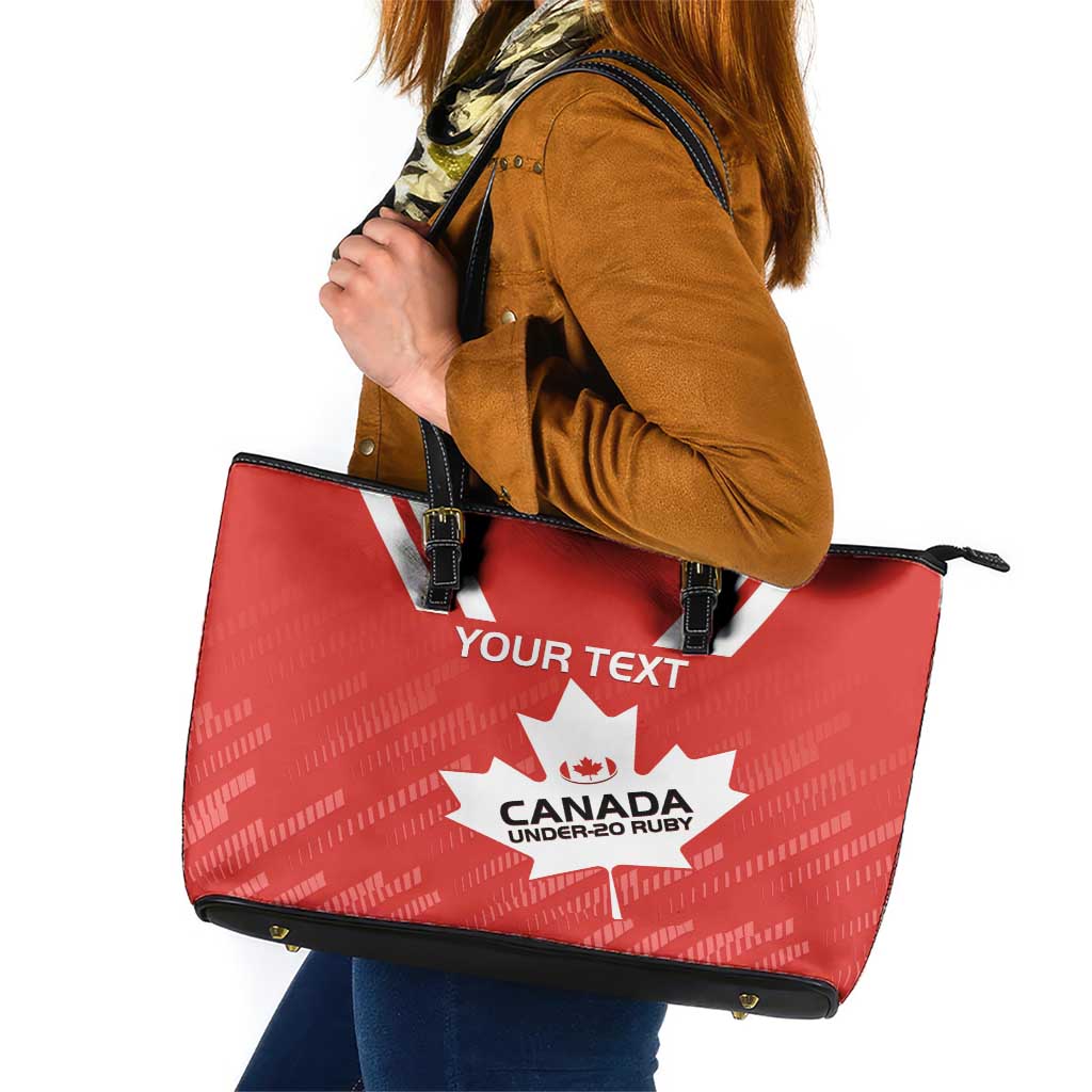 Custom Canada Rugby Leather Tote Bag 2024 Go Champions Maple Leaf LT14
