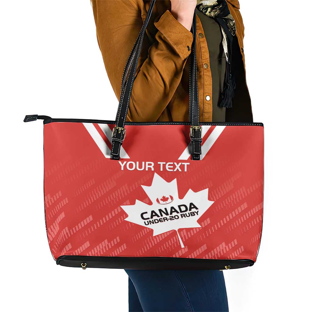 Custom Canada Rugby Leather Tote Bag 2024 Go Champions Maple Leaf LT14