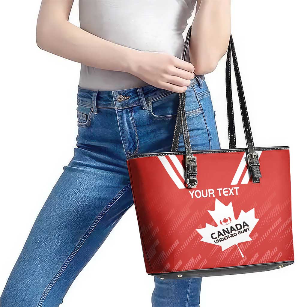 Custom Canada Rugby Leather Tote Bag 2024 Go Champions Maple Leaf LT14