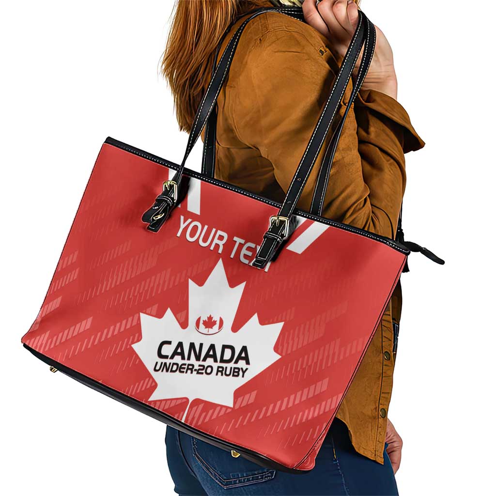 Custom Canada Rugby Leather Tote Bag 2024 Go Champions Maple Leaf LT14