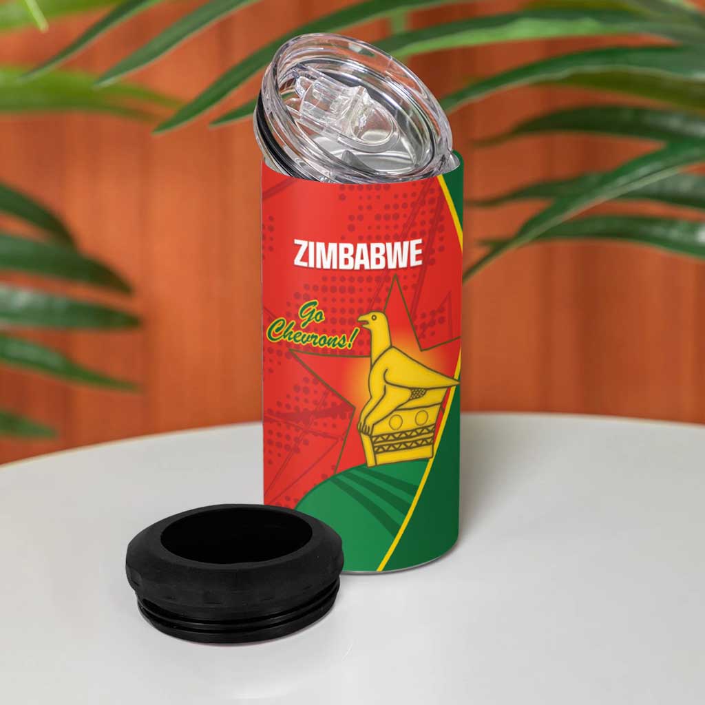 Afro Cricket Zimbabwe Custom 4 in 1 Can Cooler Tumbler Go Chevrons 2003 Color LT14