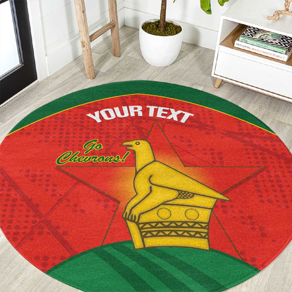 Afro Cricket Zimbabwe Custom Round Carpet Go Chevrons 2003 Color LT14