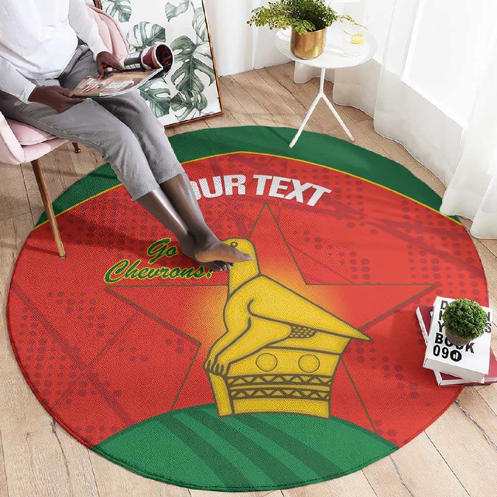 Afro Cricket Zimbabwe Custom Round Carpet Go Chevrons 2003 Color LT14
