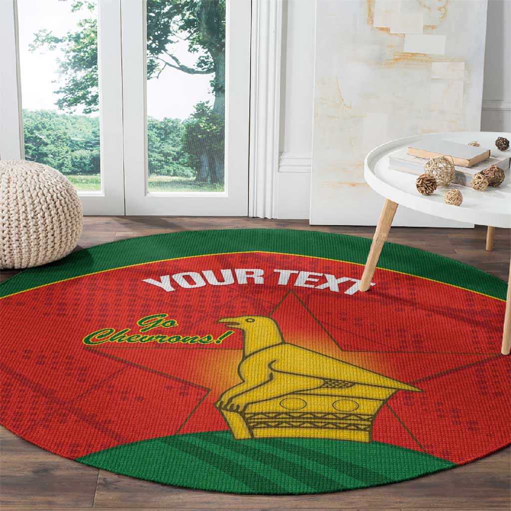 Afro Cricket Zimbabwe Custom Round Carpet Go Chevrons 2003 Color LT14