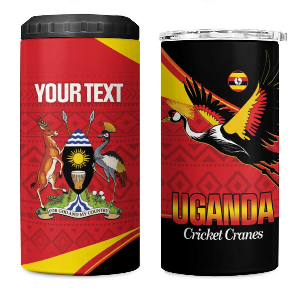 Afro Cricket Uganda Custom 4 in 1 Can Cooler Tumbler Go Cranes African Pattern LT14