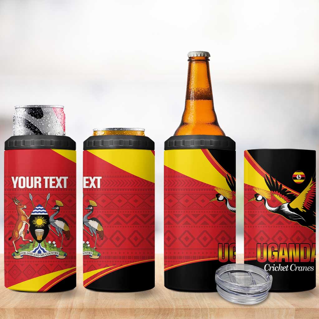 Afro Cricket Uganda Custom 4 in 1 Can Cooler Tumbler Go Cranes African Pattern LT14