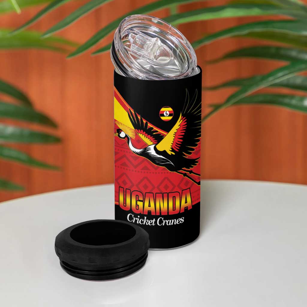Afro Cricket Uganda Custom 4 in 1 Can Cooler Tumbler Go Cranes African Pattern LT14