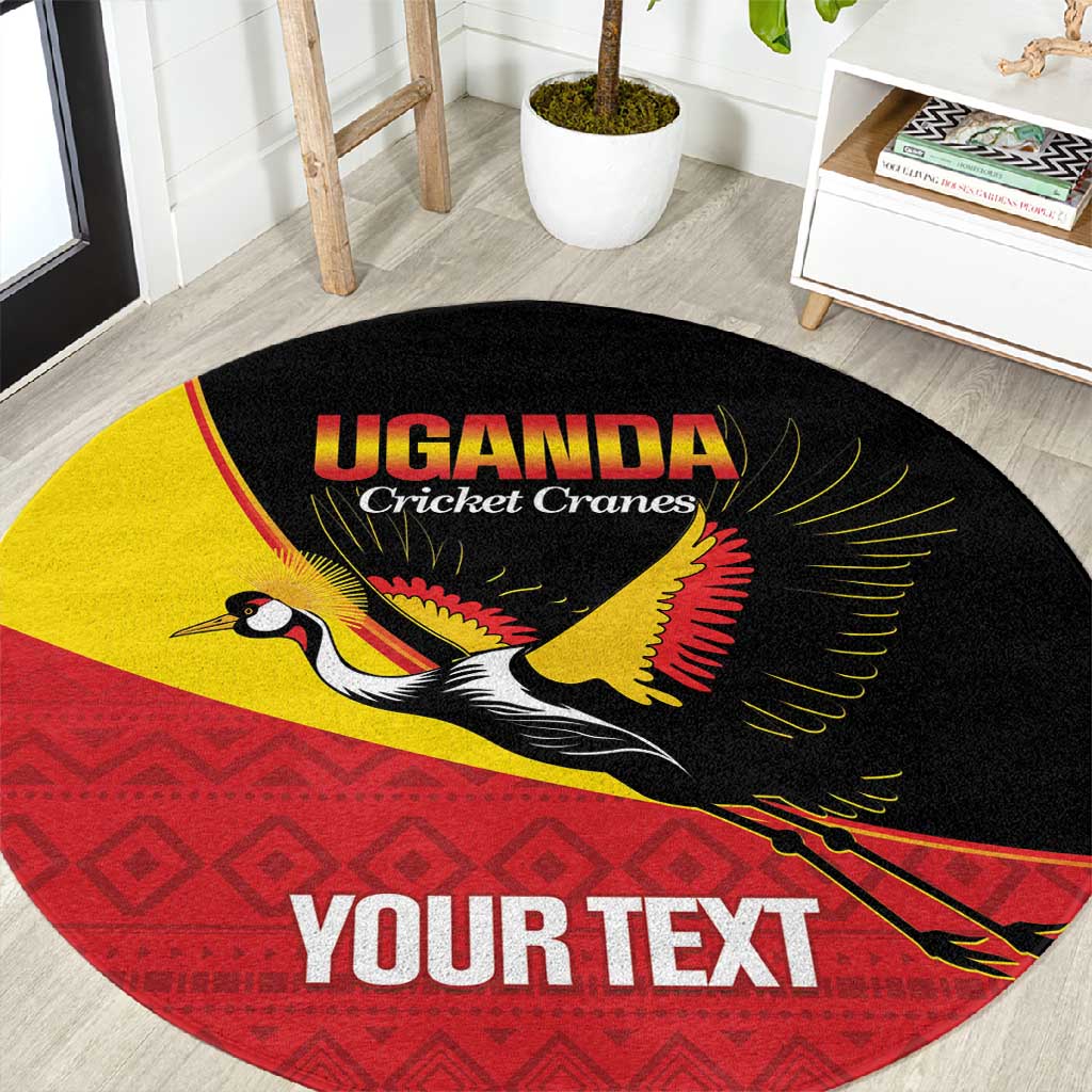 Afro Cricket Uganda Custom Round Carpet Go Cranes African Pattern LT14