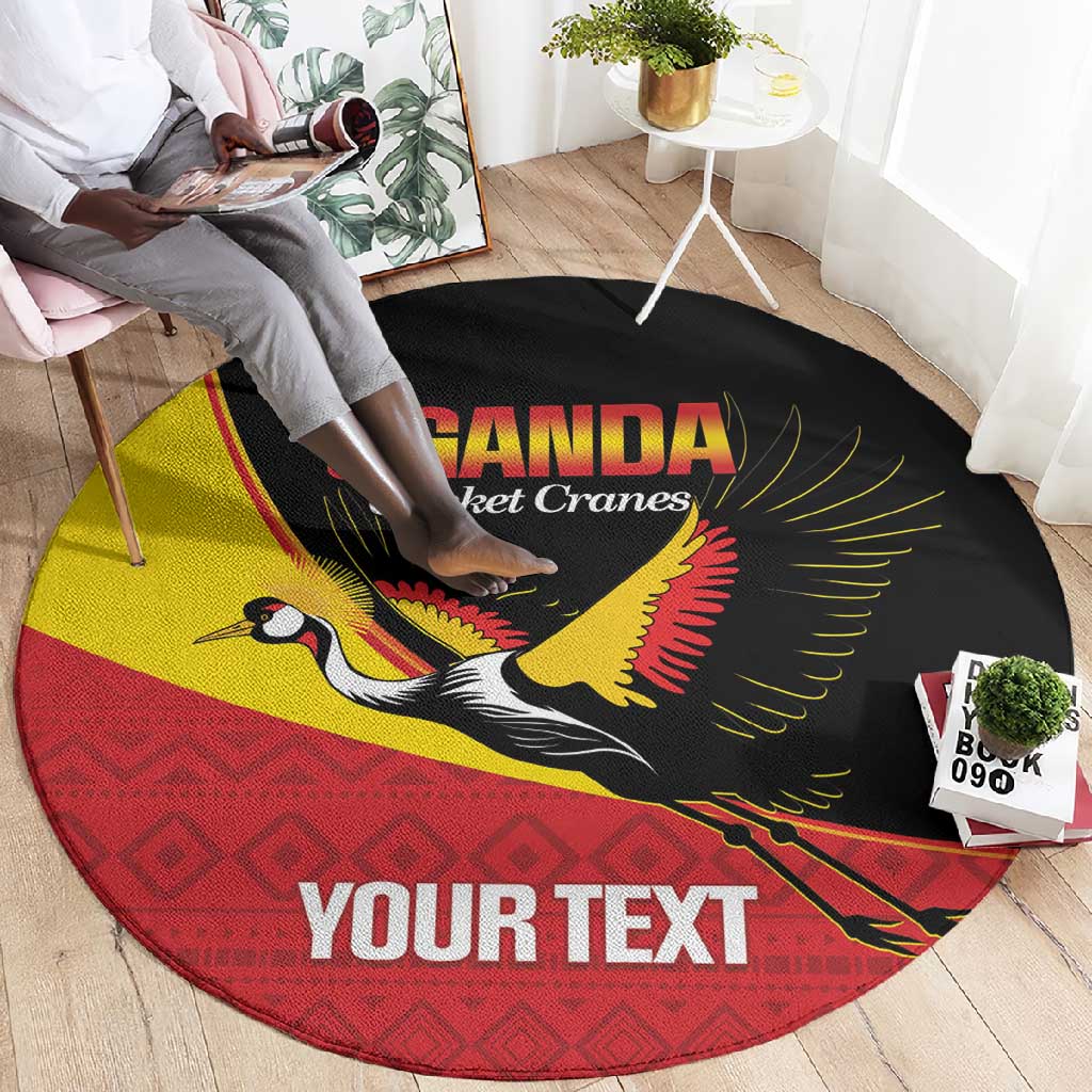 Afro Cricket Uganda Custom Round Carpet Go Cranes African Pattern LT14