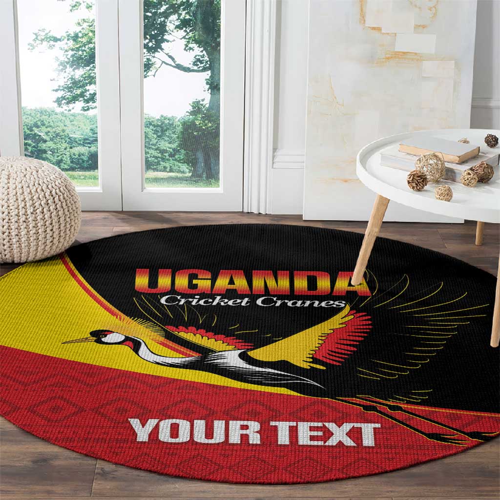 Afro Cricket Uganda Custom Round Carpet Go Cranes African Pattern LT14