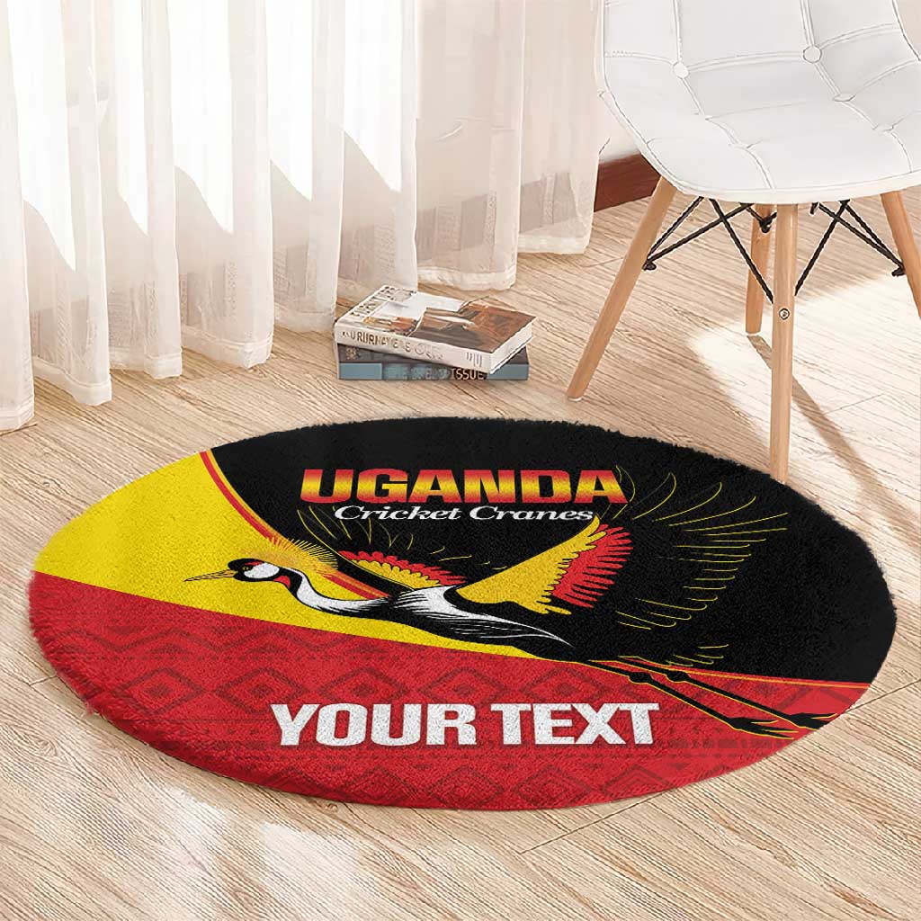 Afro Cricket Uganda Custom Round Carpet Go Cranes African Pattern LT14