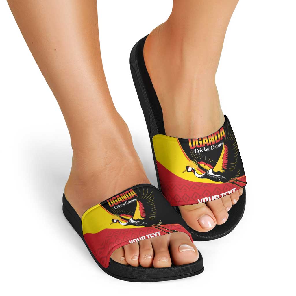 Custom Uganda Cricket Slide Sandals Go Cranes African Pattern LT14