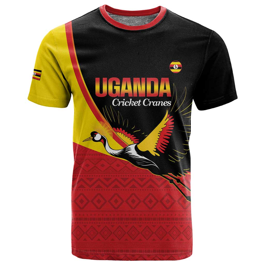 Afro Cricket Uganda Custom T shirt Go Cranes African Pattern LT14