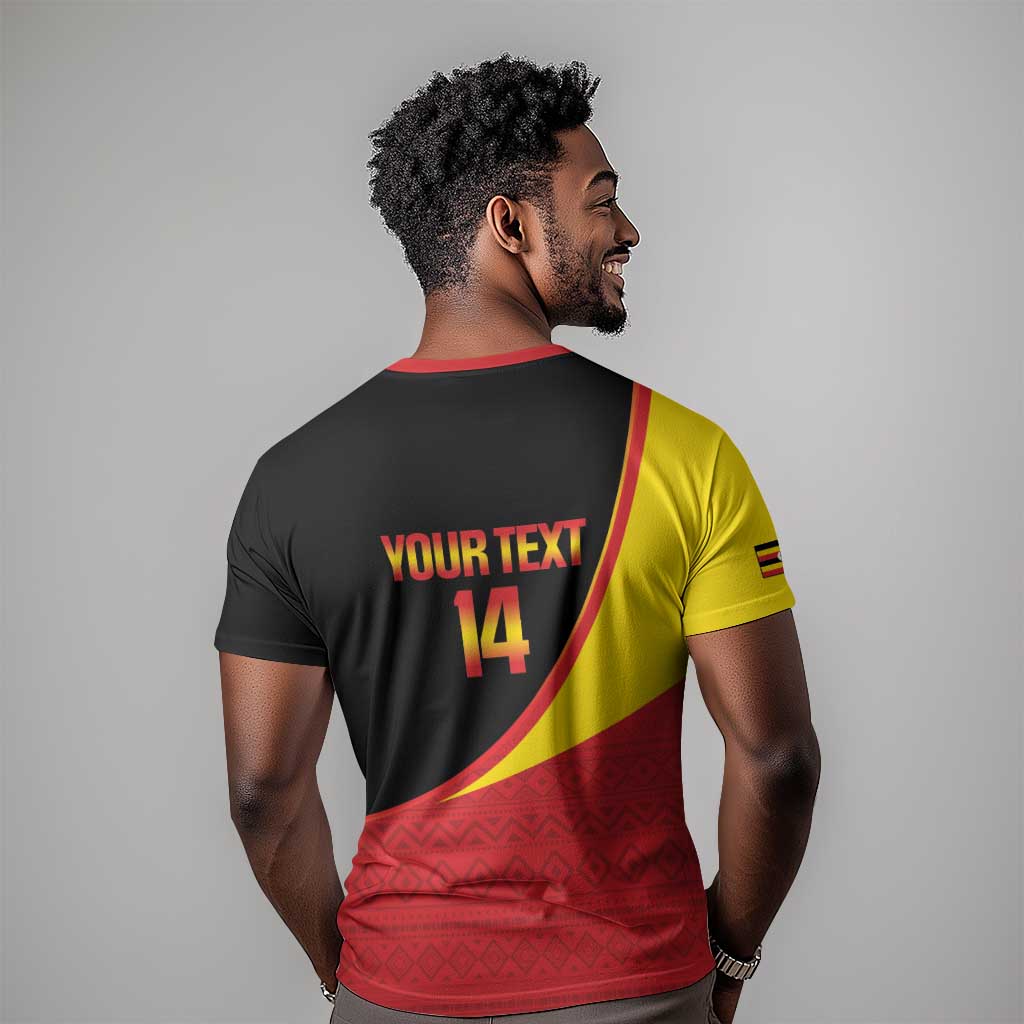 Afro Cricket Uganda Custom T shirt Go Cranes African Pattern LT14