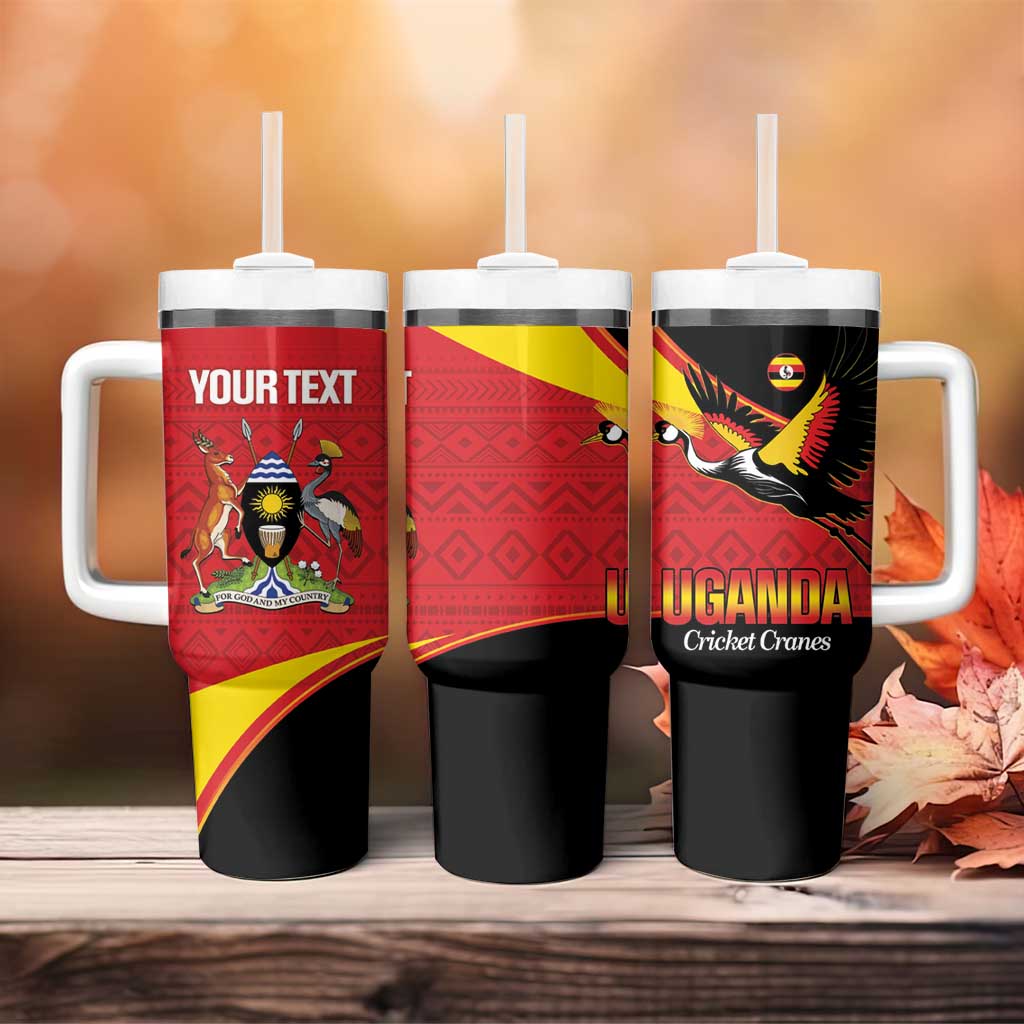 Afro Cricket Uganda Custom Tumbler With Handle Go Cranes African Pattern LT14