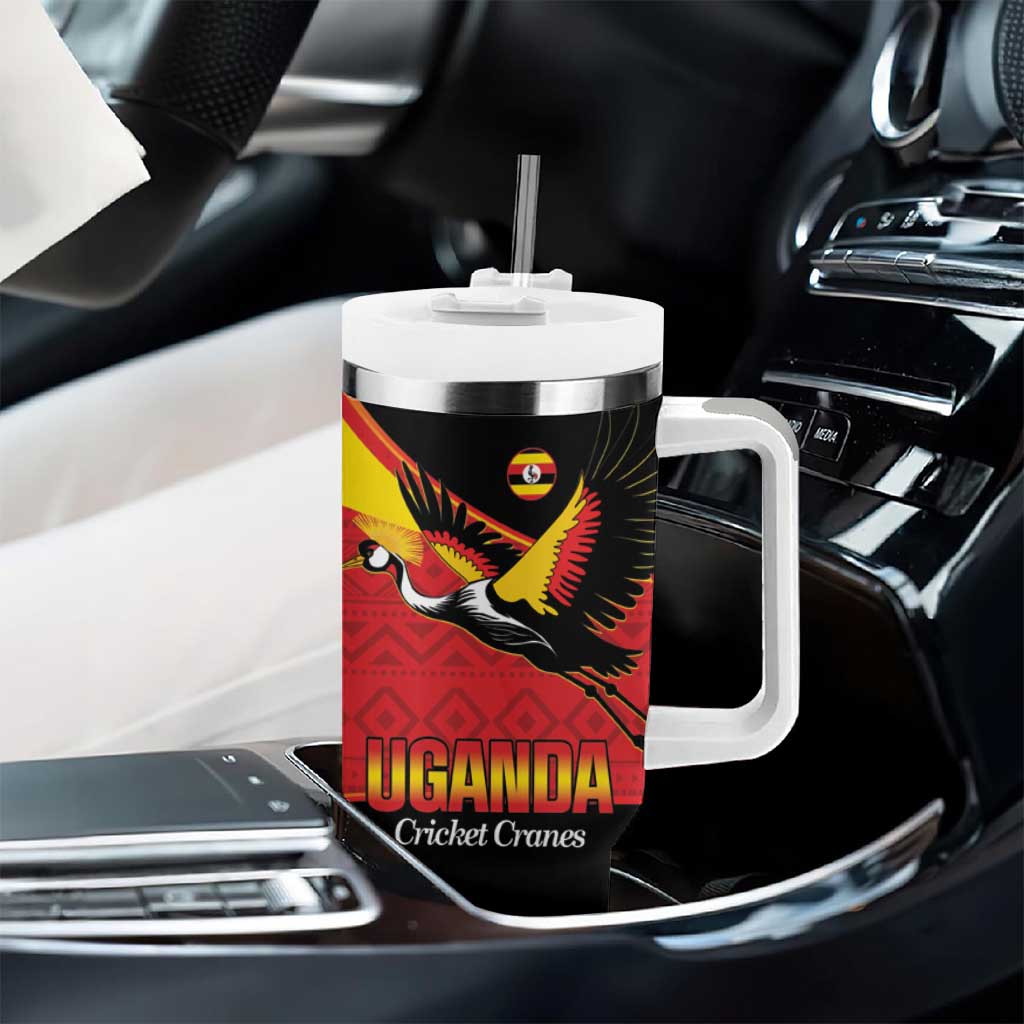 Afro Cricket Uganda Custom Tumbler With Handle Go Cranes African Pattern LT14