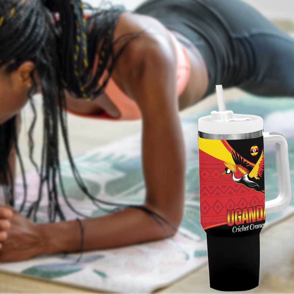 Afro Cricket Uganda Custom Tumbler With Handle Go Cranes African Pattern LT14