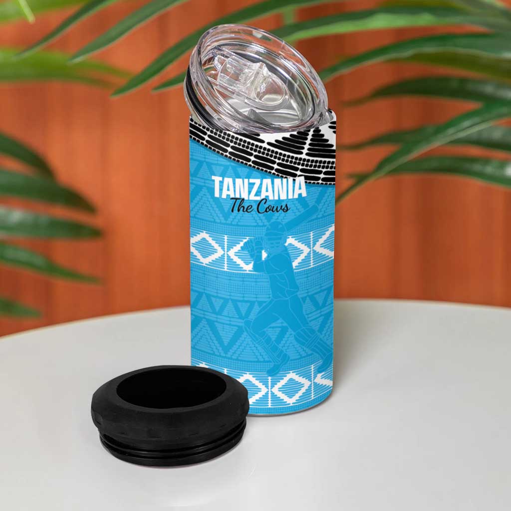 Afro Cricket Tanzania Custom 4 in 1 Can Cooler Tumbler Go Cows Sporty African Pattern LT14