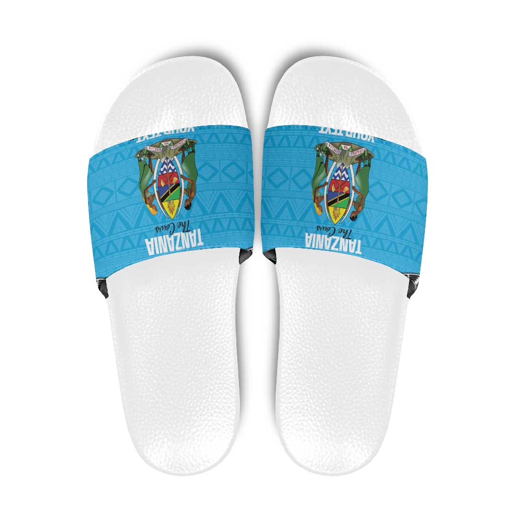 Custom Tanzania Cricket Slide Sandals Go Cows Sporty African Pattern LT14