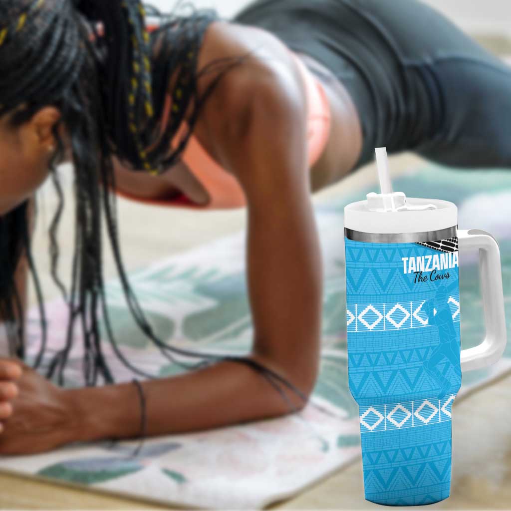 Afro Cricket Tanzania Custom Tumbler With Handle Go Cows Sporty African Pattern LT14