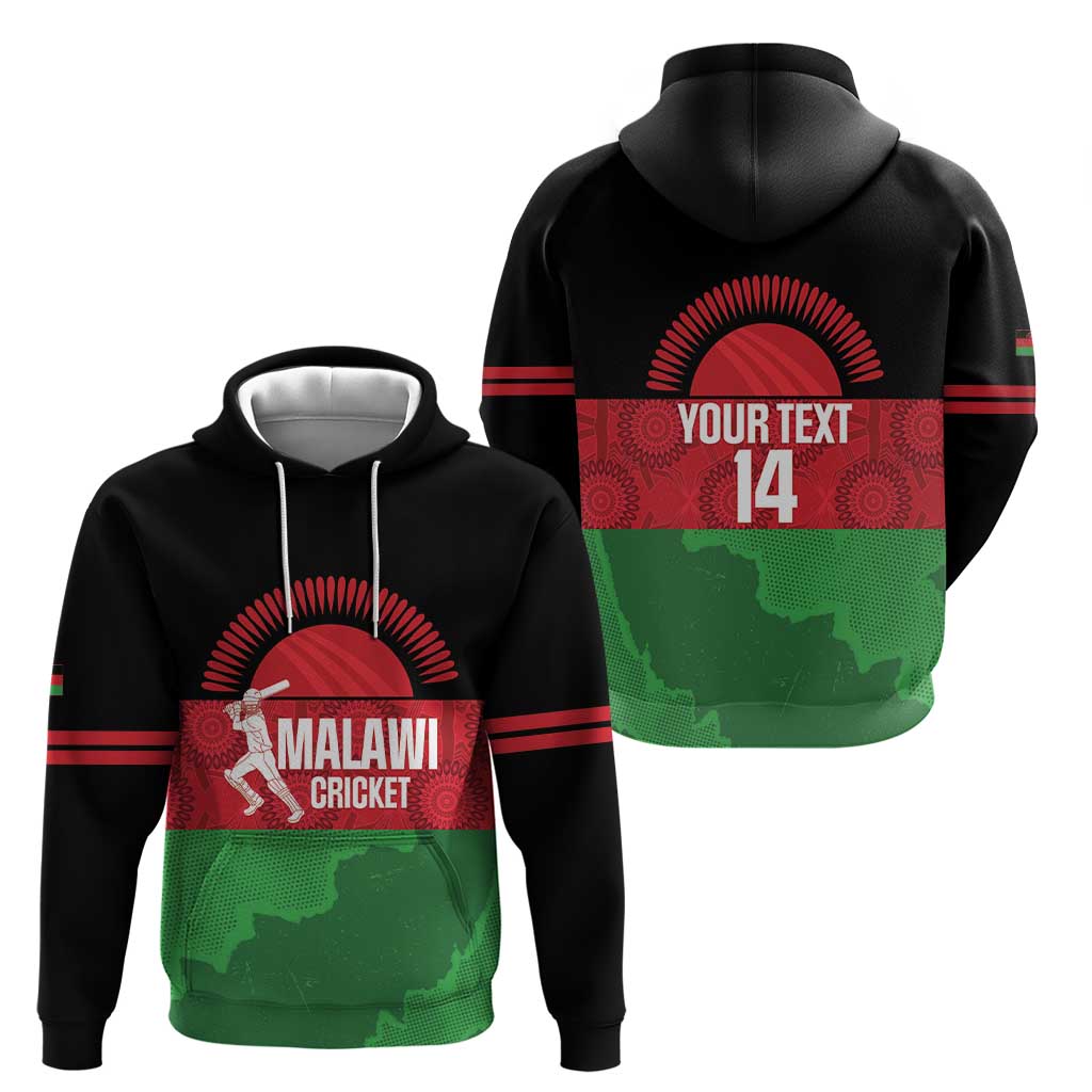 Custom Malawi Cricket Hoodie Go Champions Flag Style LT14