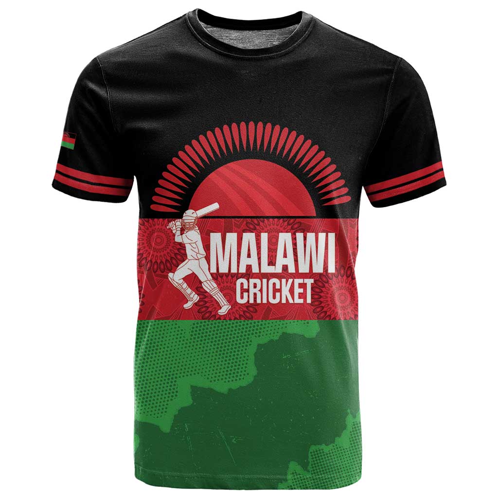 Afro Cricket Malawi Custom T shirt Go Champions Flag Style LT14