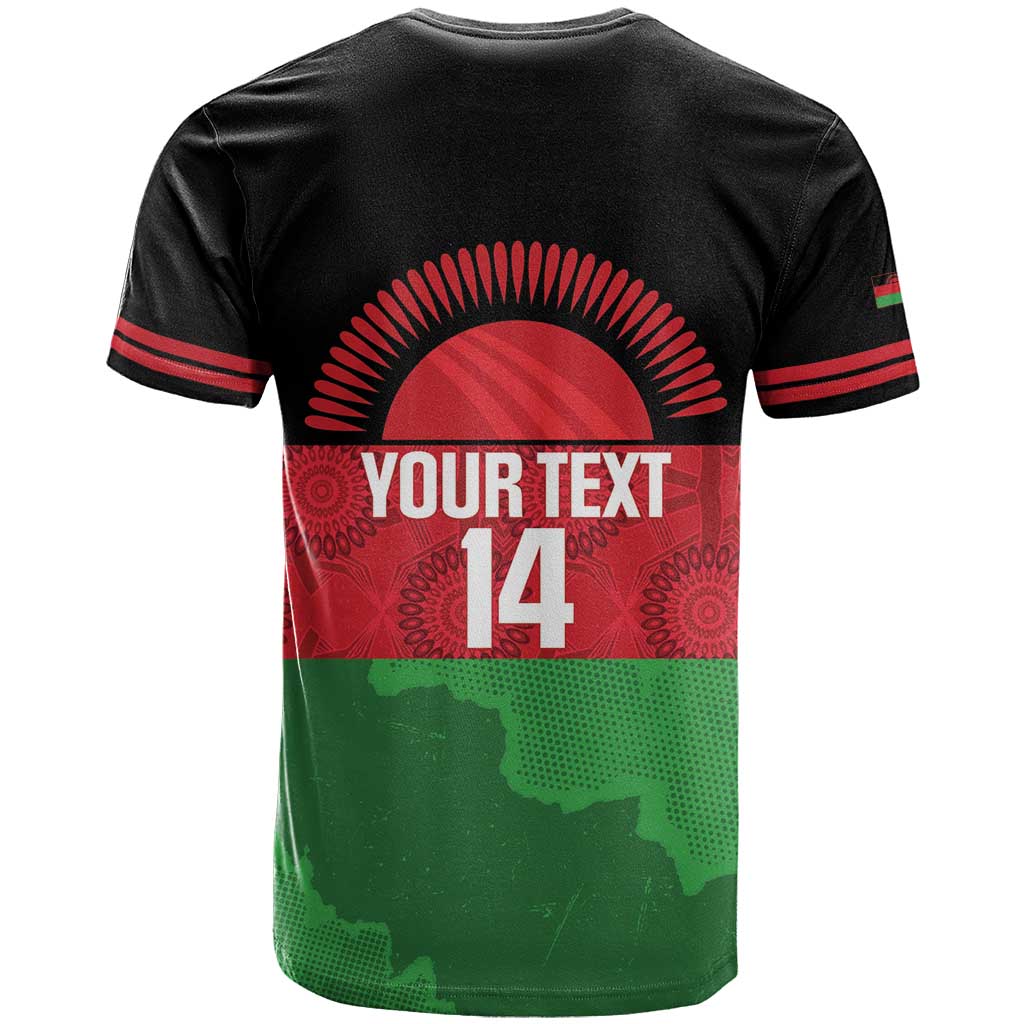 Afro Cricket Malawi Custom T shirt Go Champions Flag Style LT14