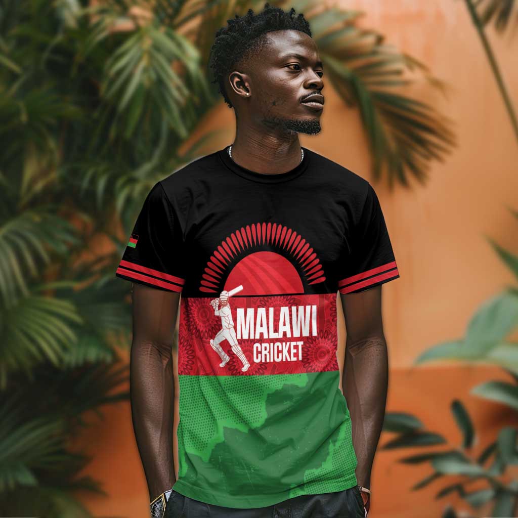Afro Cricket Malawi Custom T shirt Go Champions Flag Style LT14
