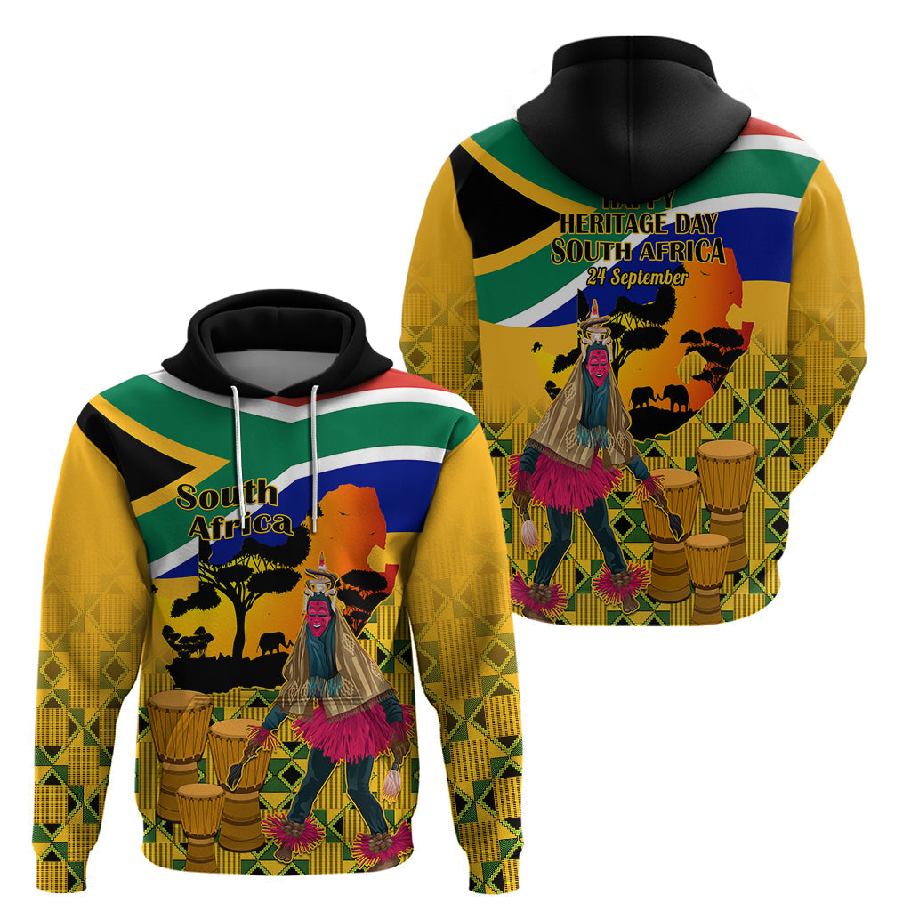 South Africa Heritage Day Hoodie Traditional Dancer Kente Pattern With Flag Style LT14