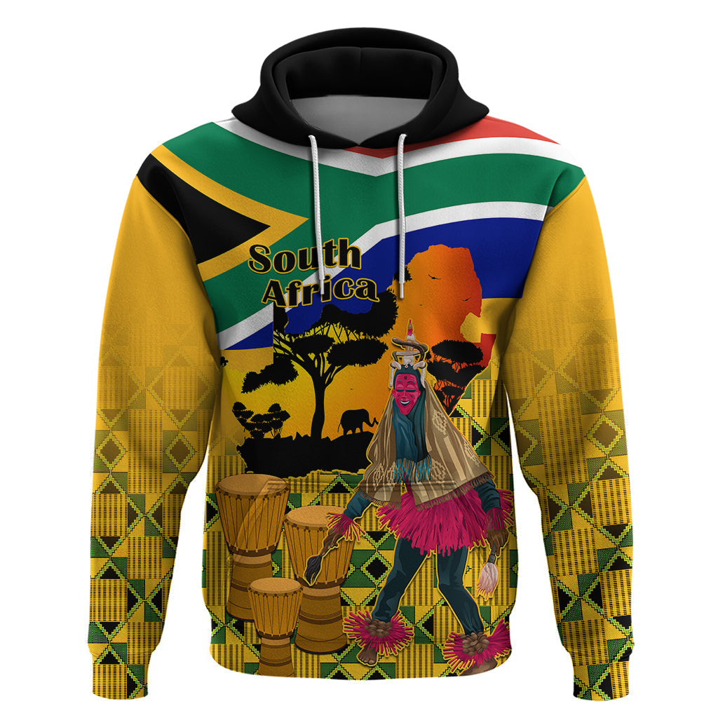 Personalised South Africa Heritage Day Hoodie Traditional Dancer Kente Pattern With Flag Style LT14