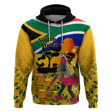 Personalised South Africa Heritage Day Hoodie Traditional Dancer Kente Pattern With Flag Style LT14