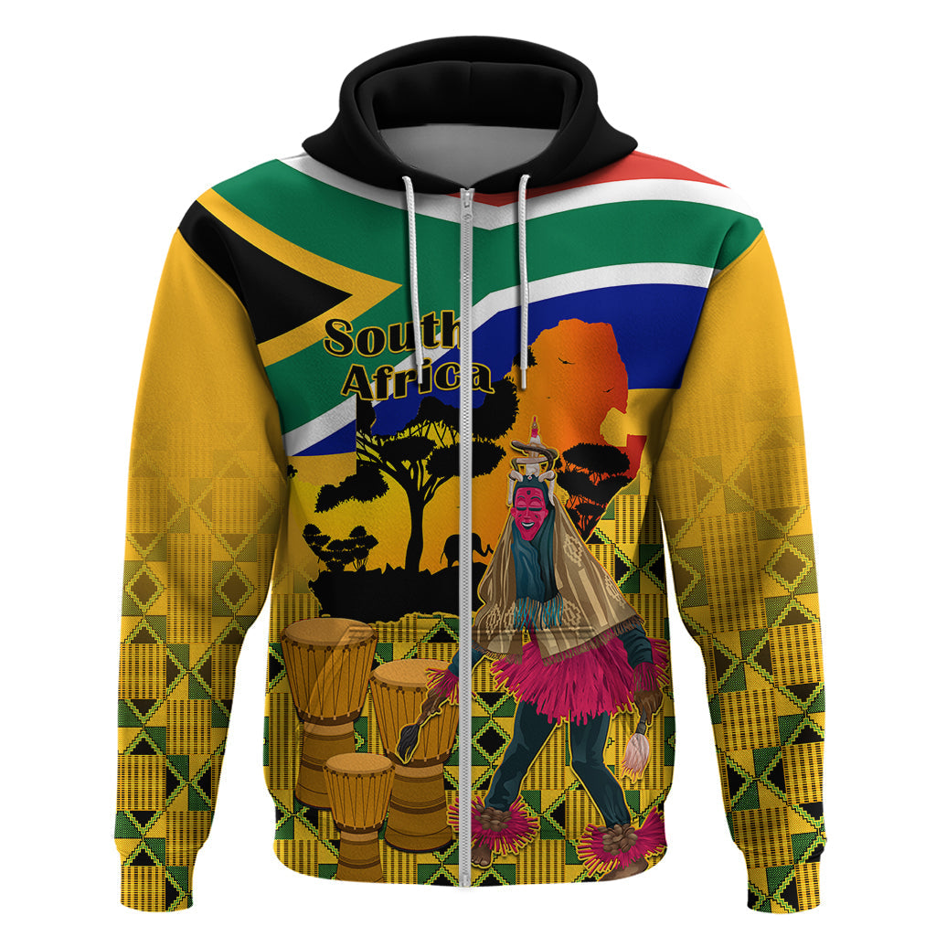 Personalised South Africa Heritage Day Hoodie Traditional Dancer Kente Pattern With Flag Style LT14