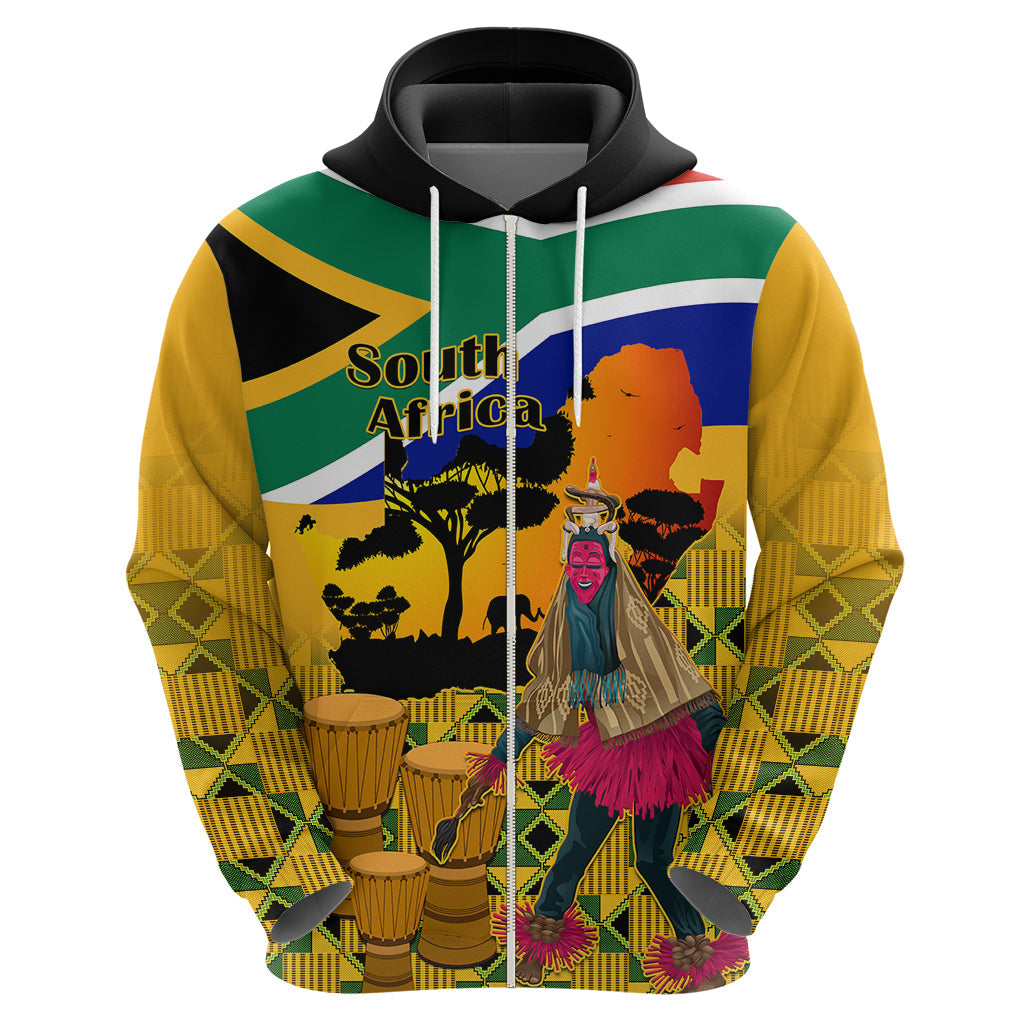 Personalised South Africa Heritage Day Hoodie Traditional Dancer Kente Pattern With Flag Style LT14
