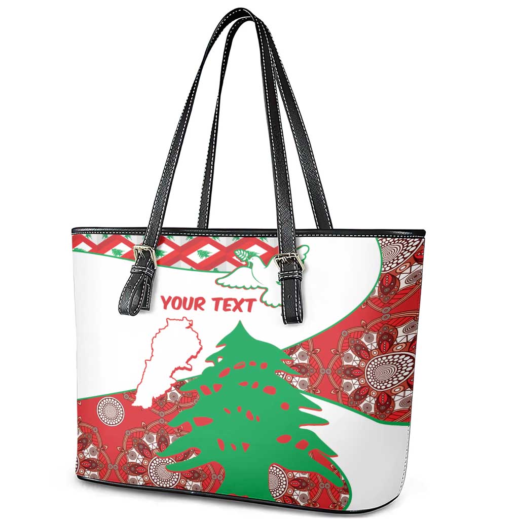 Personalised Lebanon Independence Day Leather Tote Bag Lebanese Map With Cedrus LT14