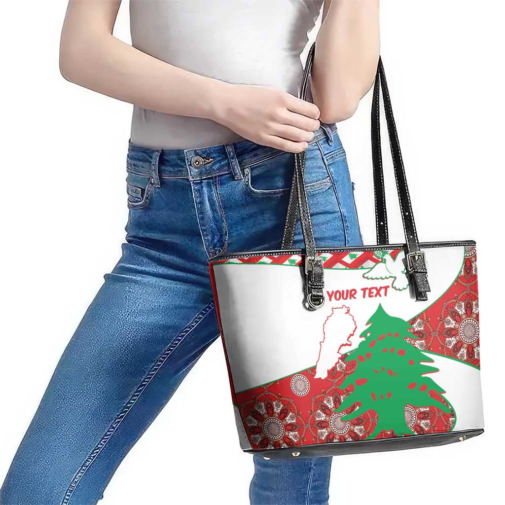 Personalised Lebanon Independence Day Leather Tote Bag Lebanese Map With Cedrus LT14