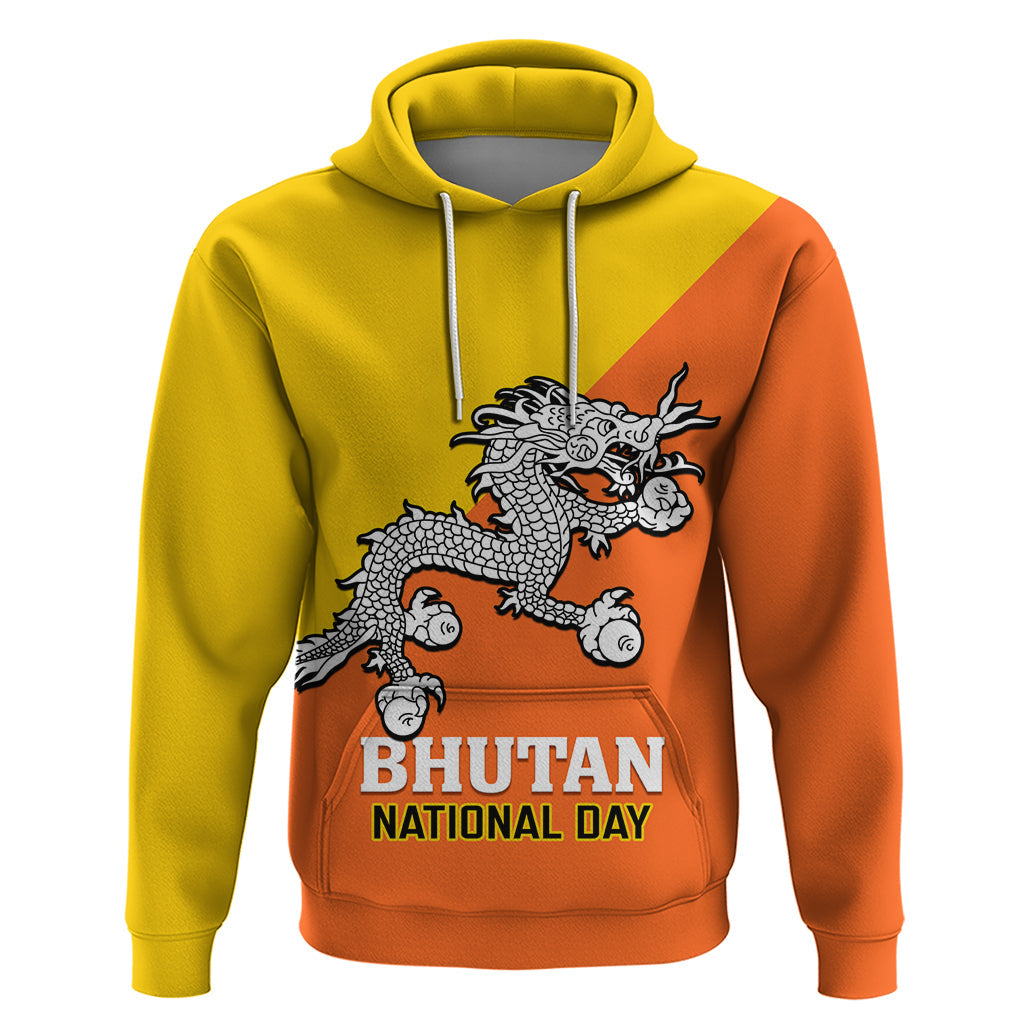 Personalised Bhutan National Day Hoodie Coat Of Arms Mix Flag Style LT14