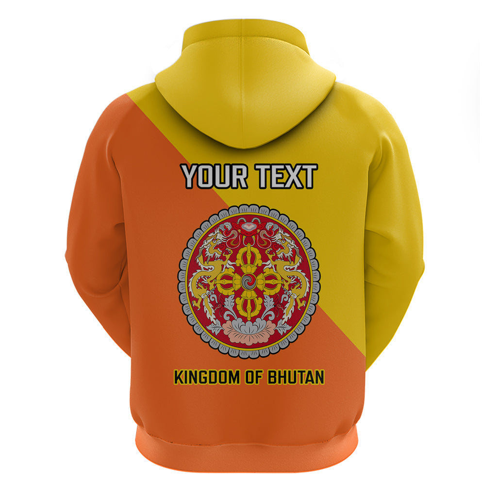 Personalised Bhutan National Day Hoodie Coat Of Arms Mix Flag Style LT14
