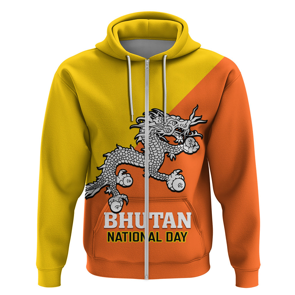 Personalised Bhutan National Day Hoodie Coat Of Arms Mix Flag Style LT14