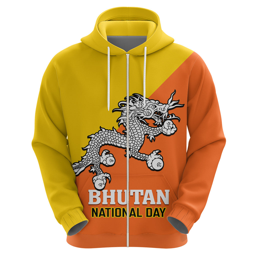 Personalised Bhutan National Day Hoodie Coat Of Arms Mix Flag Style LT14