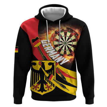 Germany Darts Hoodie Flaming Dartboard Style LT14