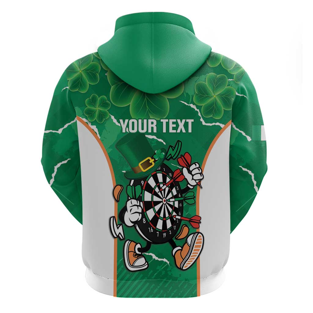 Personalised Ireland Darts Hoodie Irish Dartboard Mascot Shamrock Pattern LT14