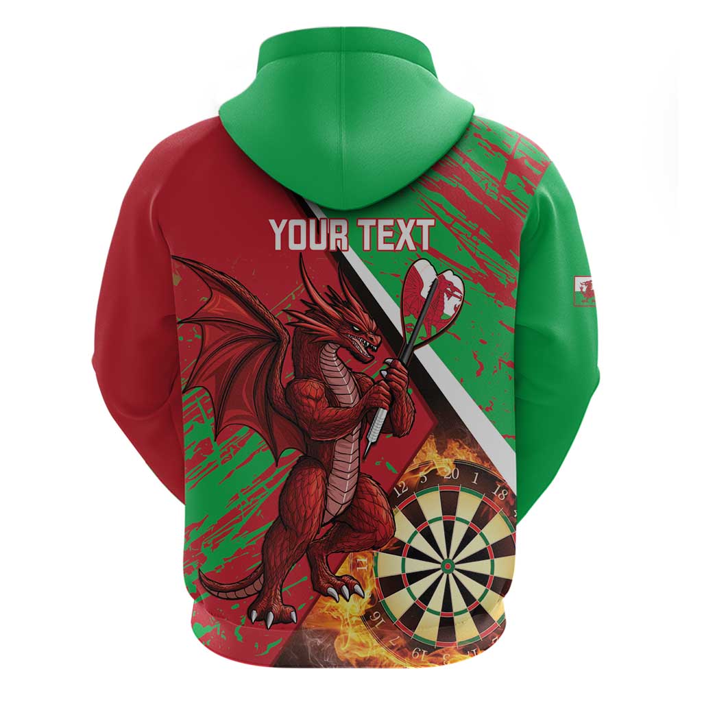 Personalised Wales Darts Hoodie Welsh Dragon - Grunge Style LT14