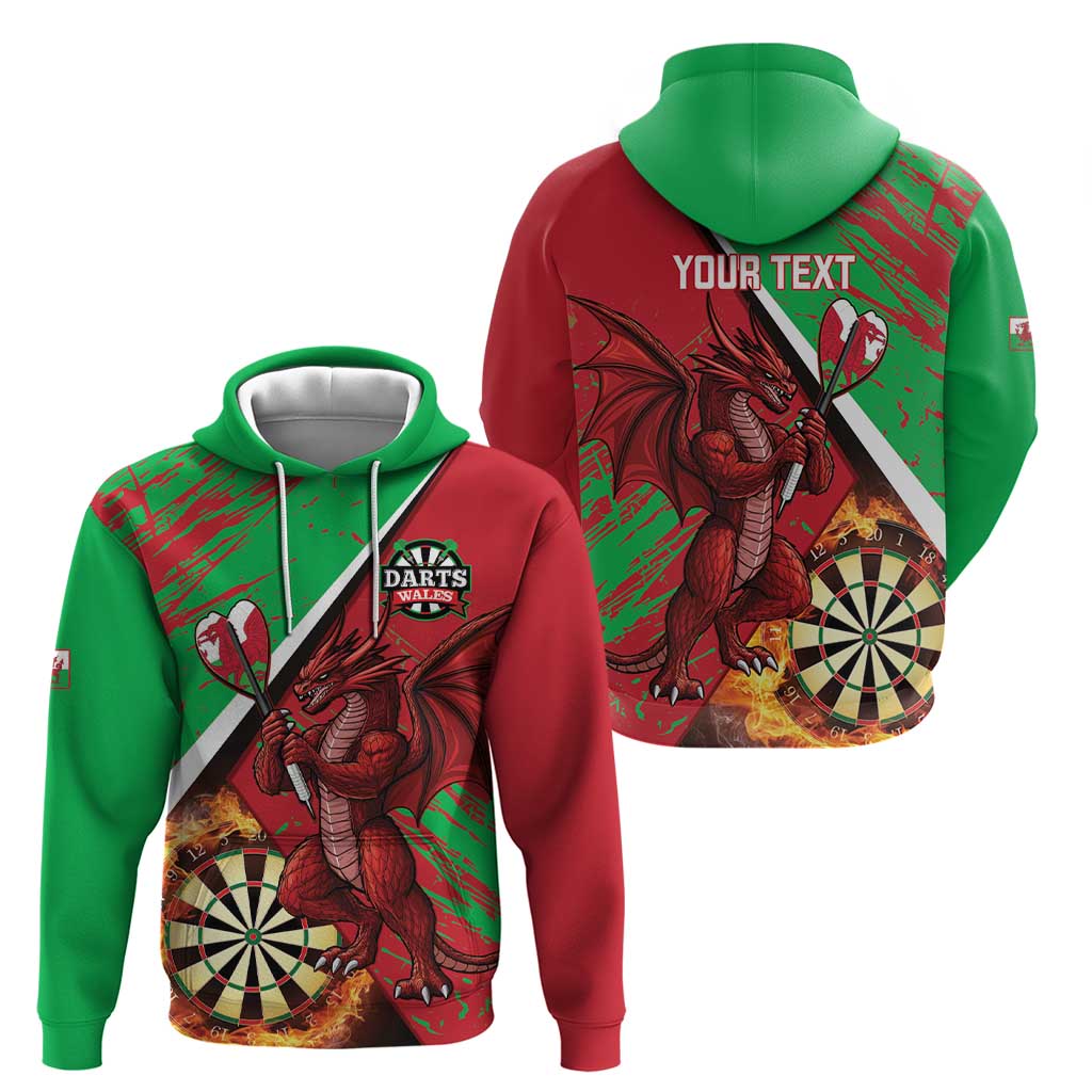Personalised Wales Darts Hoodie Welsh Dragon - Grunge Style LT14