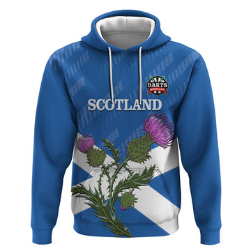 Personalised Scotland Darts Hoodie Scottish Thistle - Flag Style LT14