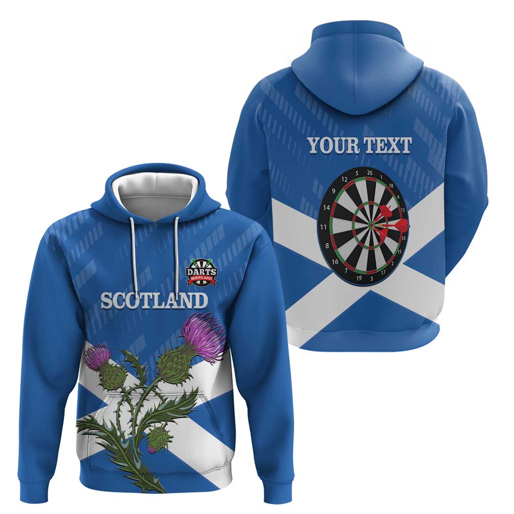Personalised Scotland Darts Hoodie Scottish Thistle - Flag Style LT14