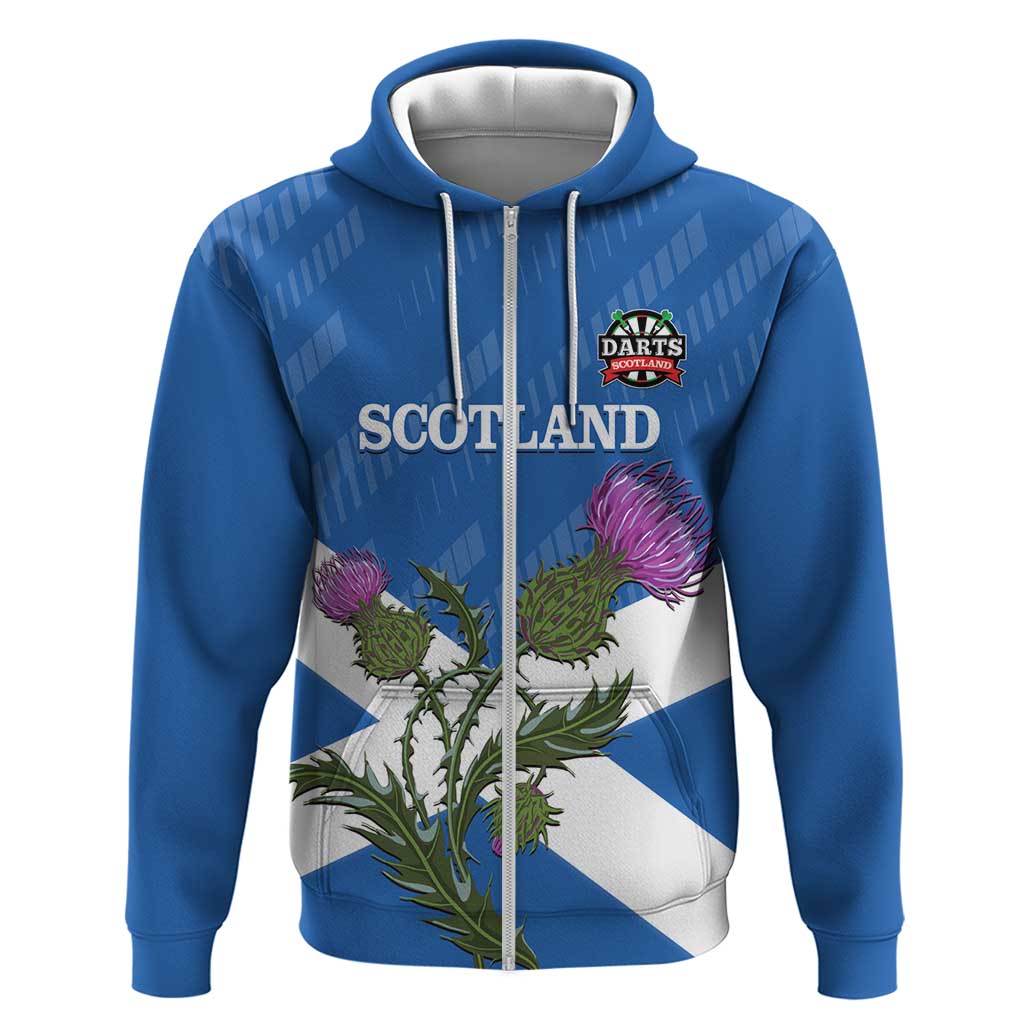 Personalised Scotland Darts Hoodie Scottish Thistle - Flag Style LT14