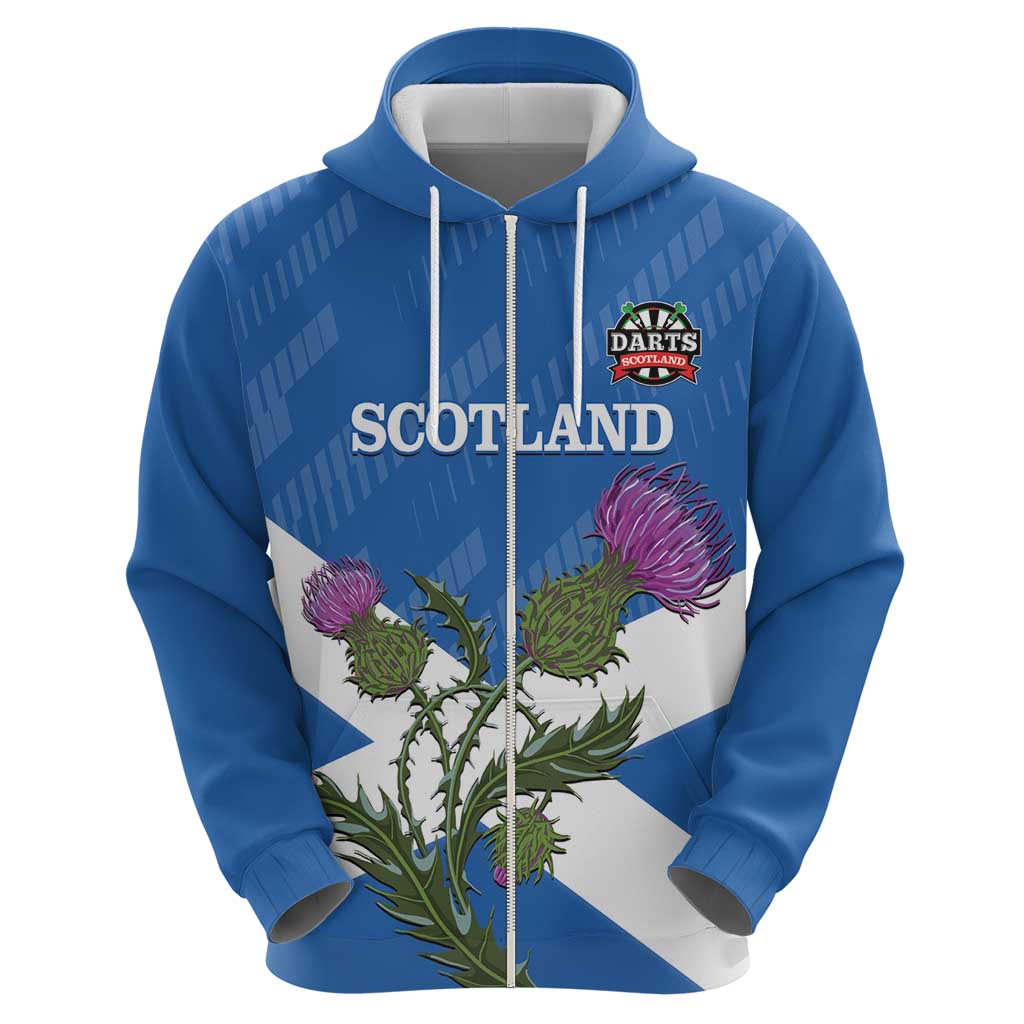 Personalised Scotland Darts Hoodie Scottish Thistle - Flag Style LT14